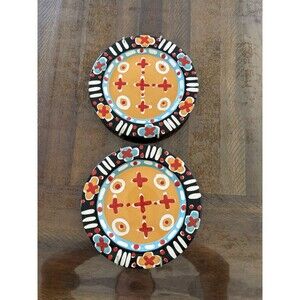 Set Of 2 Rebeca Collins “peace Pipe” 1990 AJ Collective Plates